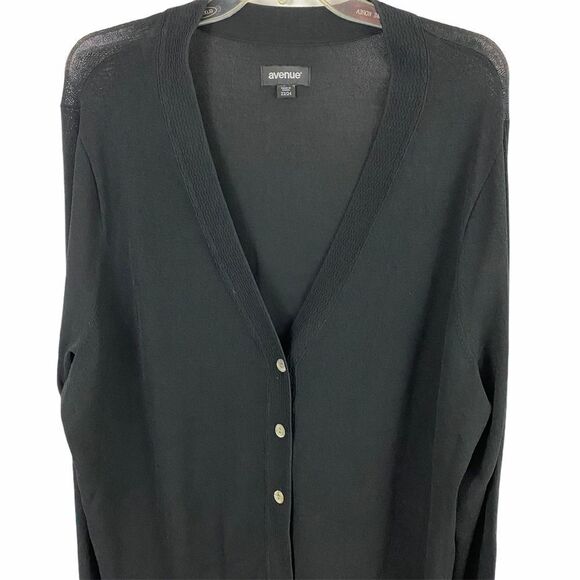 Avenue Black V Neck Cardigan Abalone Buttons 22/24 - Picture 3 of 9